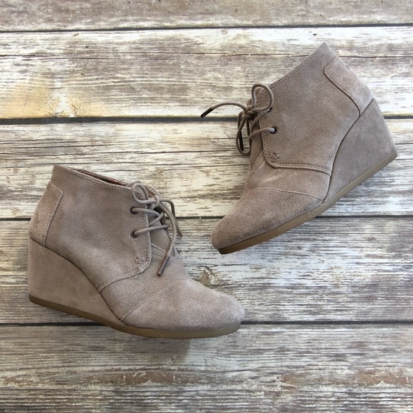 Toms Shoes - TOMS Desert Wedge Booties In Taupe